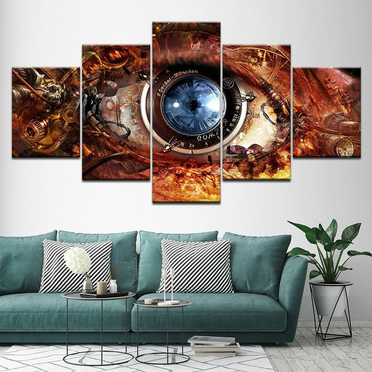 lens eye 5 pices peinture sur toile impression sur toile toile art pour la dcoration intrieuretulgq