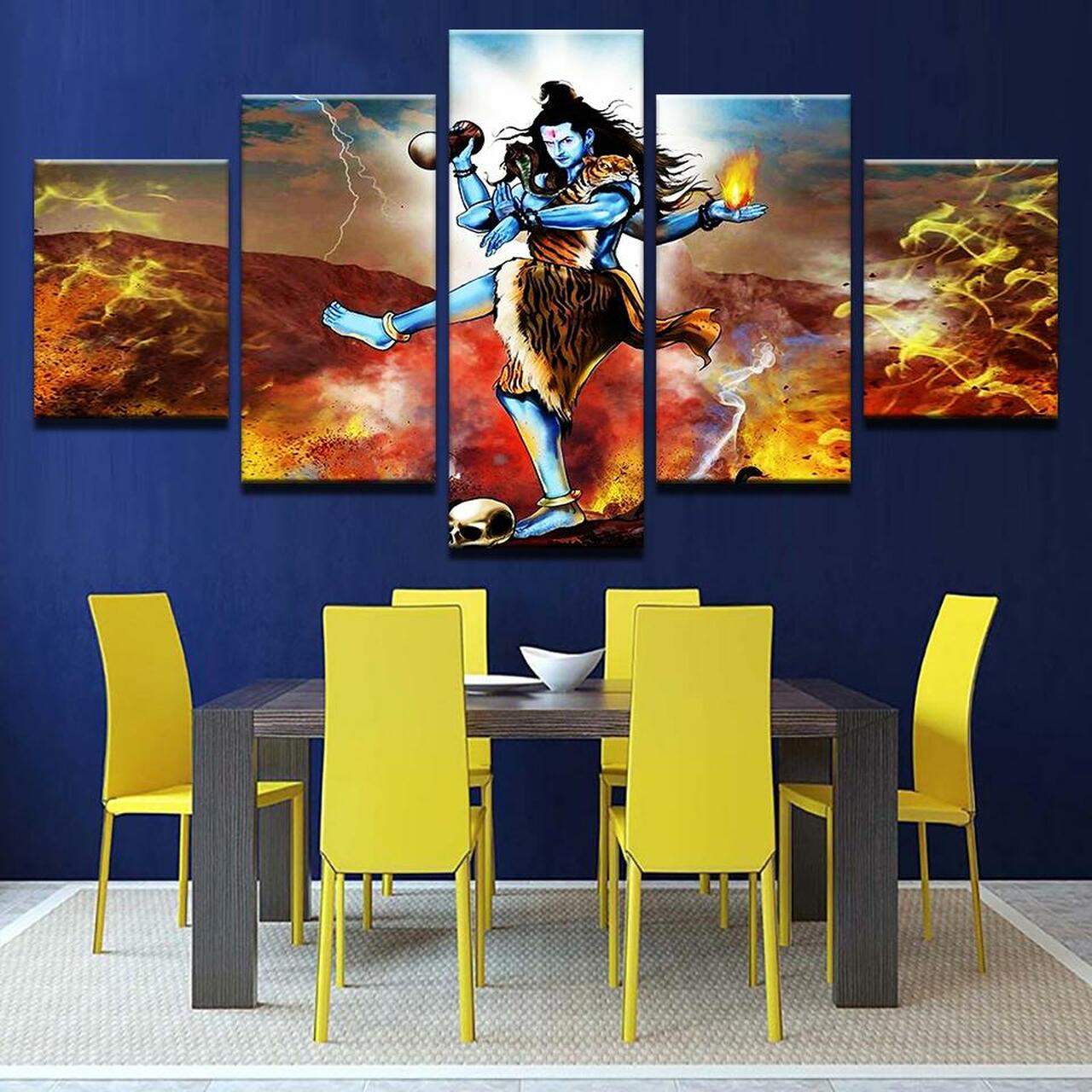 lord shiva dance 5 pices peinture sur toile impression sur toile toile art pour la dcoration intrieuremq91j