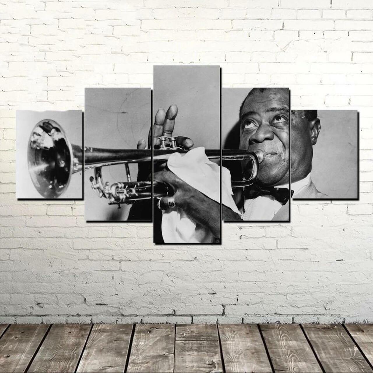 louis armstrong 5 pices peinture sur toile impression sur toile toile art pour la dcoration intrieurehbksd