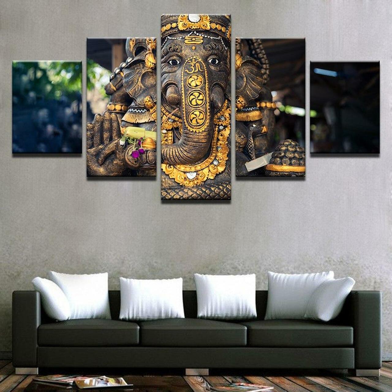om gold ganesha 5 pices peinture sur toile impression sur toile toile art pour la dcoration intrieurem1fai