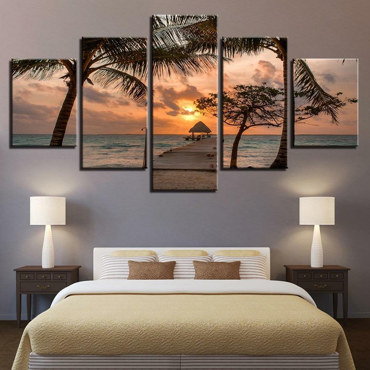 palm trees 5 pices peinture sur toile impression sur toile toile art pour la dcoration intrieurepclkf
