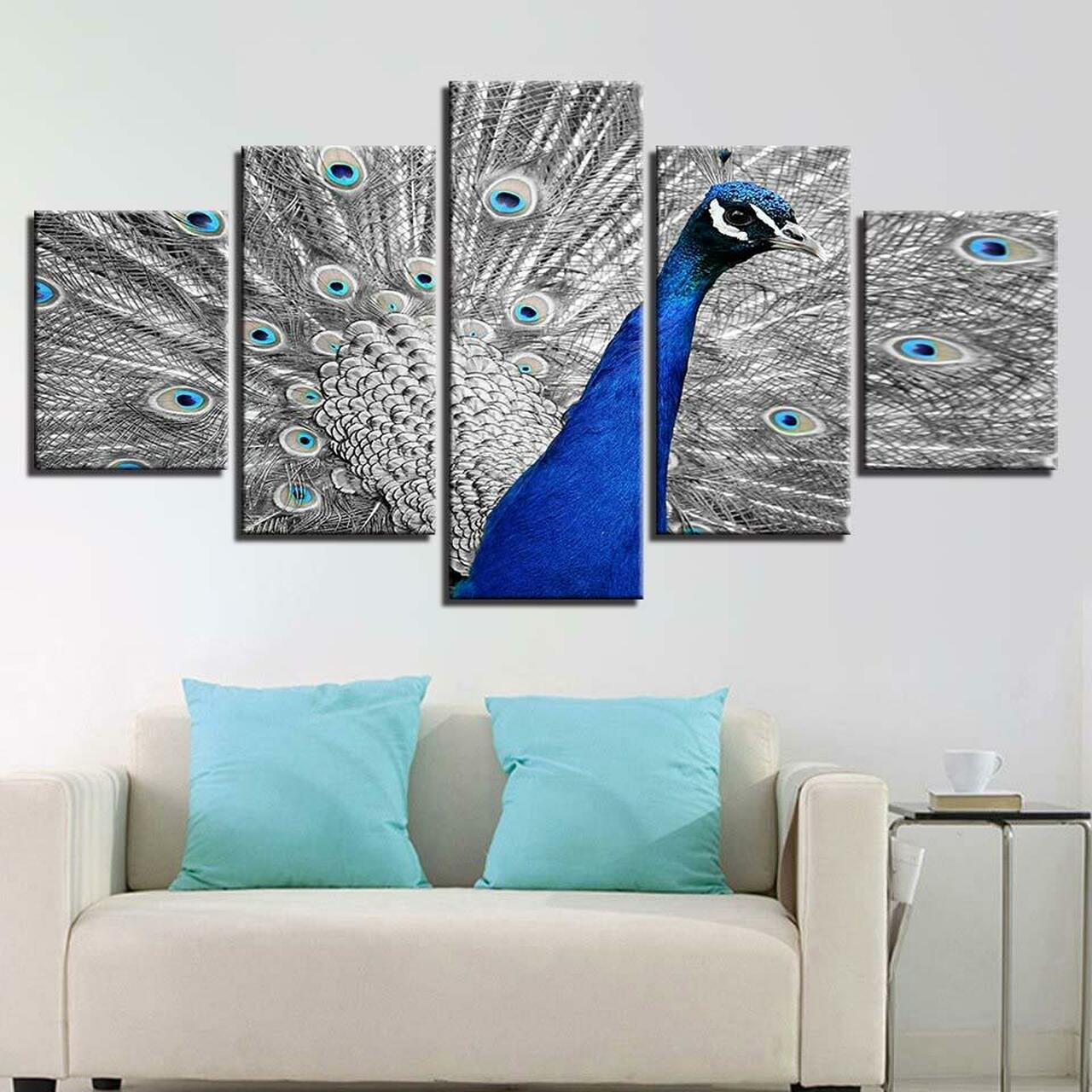 peacock and its colors 5 pices peinture sur toile impression sur toile toile art pour la dcoration intrieurezjgut