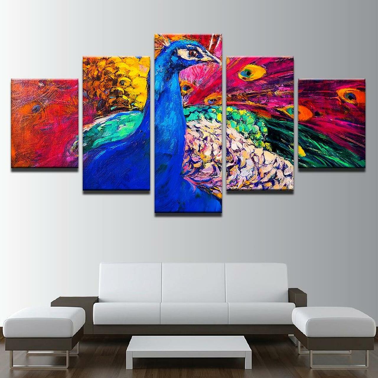 peacock colors art 5 pices peinture sur toile impression sur toile toile art pour la dcoration intrieure3j9jq