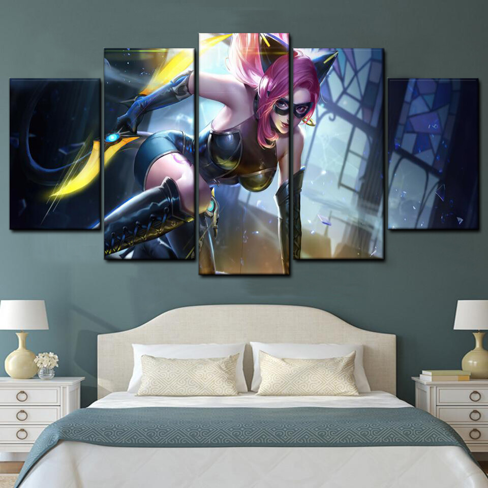 pink hair catwoman 5 pices peinture sur toile impression sur toile toile art pour la dcoration intrieurehuw34