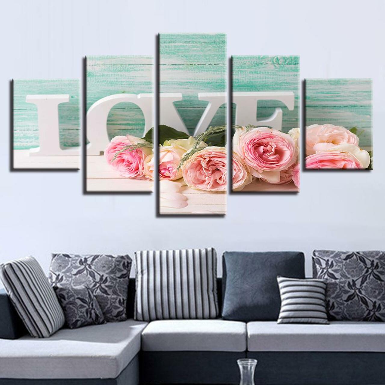 pink roses love 5 pices peinture sur toile impression sur toile toile art pour la dcoration intrieure0jemg