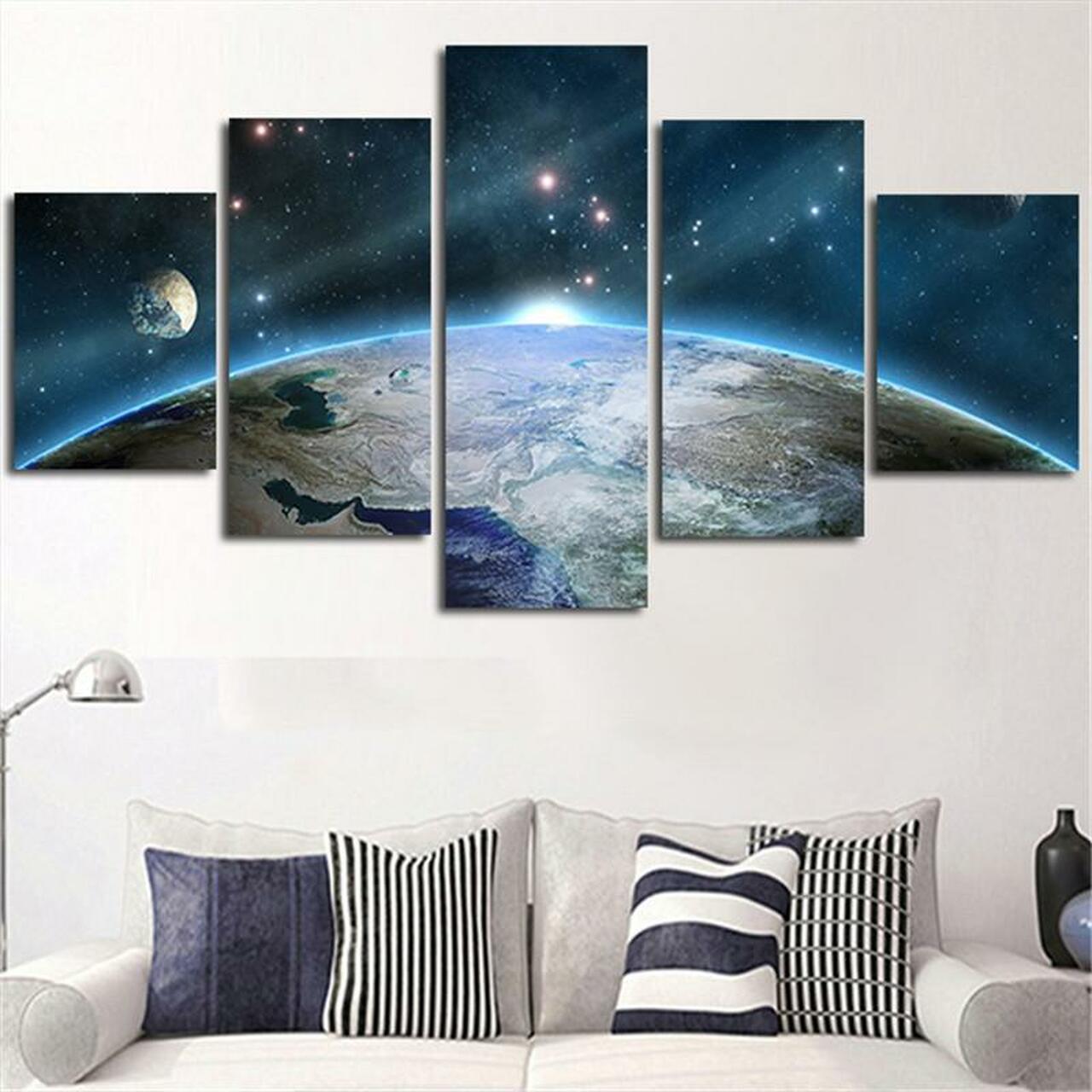 planets around earth 5 pices peinture sur toile impression sur toile toile art pour la dcoration