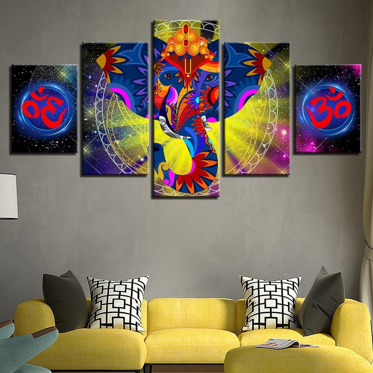 psychedelic om 5 pices peinture sur toile impression sur toile toile art pour la dcoration intrieurevqvuq