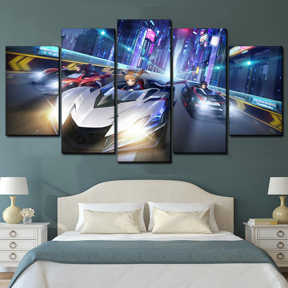 racing cars anime 5 pices peinture sur toile impression sur toile toile art pour la dcoration intrieure1g7dy