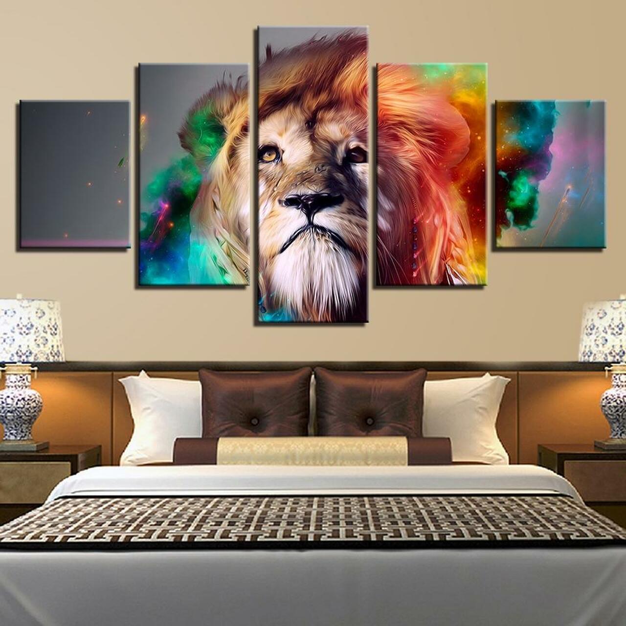 rainbow lion 5 pices peinture sur toile impression sur toile toile art pour la dcoration