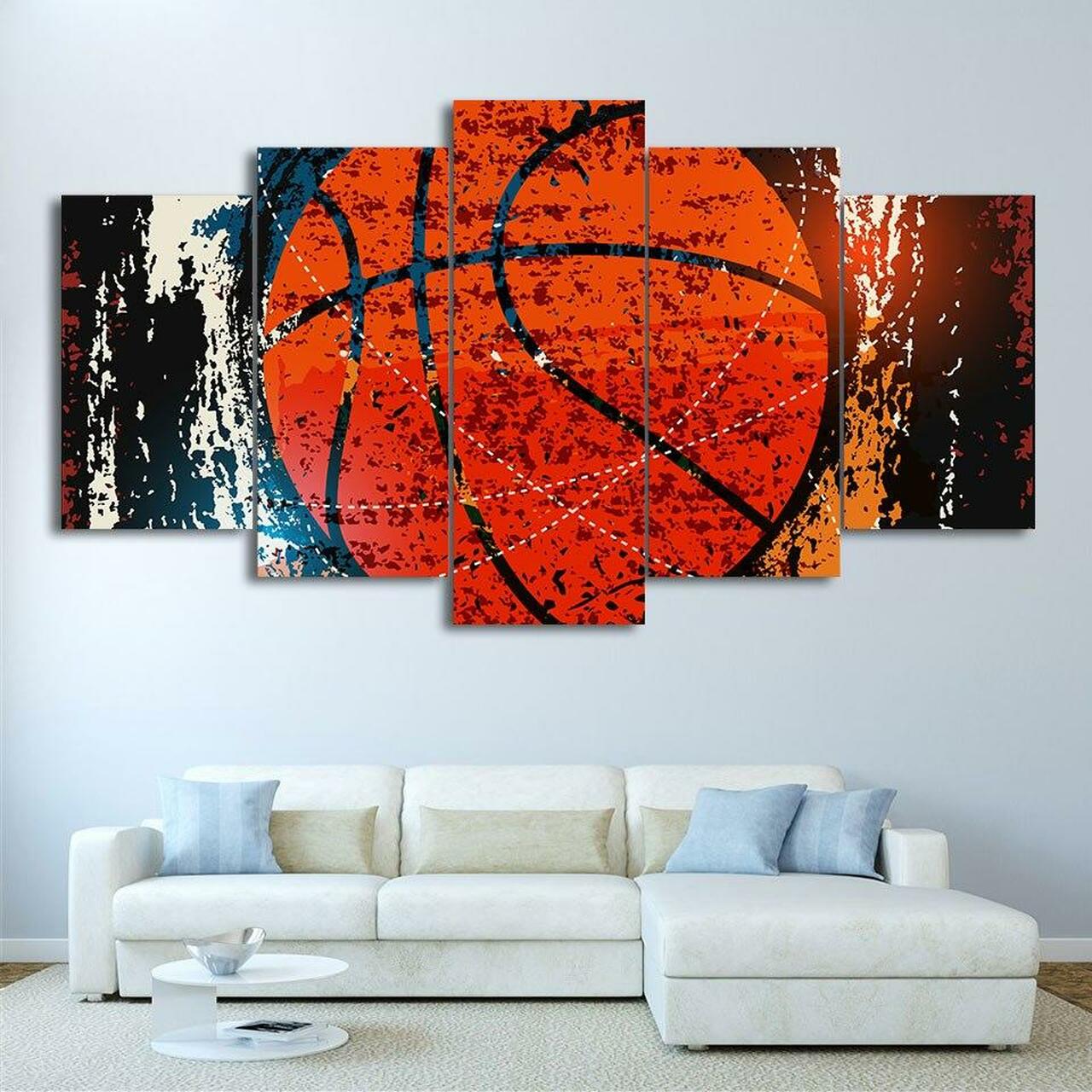 red basketball 5 pices peinture sur toile impression sur toile toile art pour la dcoration intrieure4gv1c