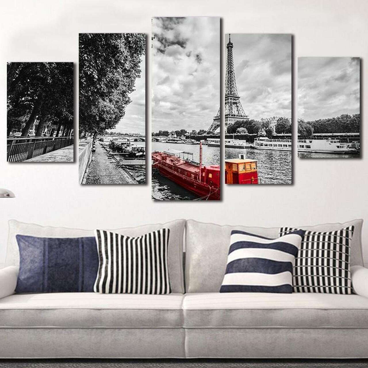 red boat in paris 5 pices peinture sur toile impression sur toile toile art pour la dcoration intrieureevviv