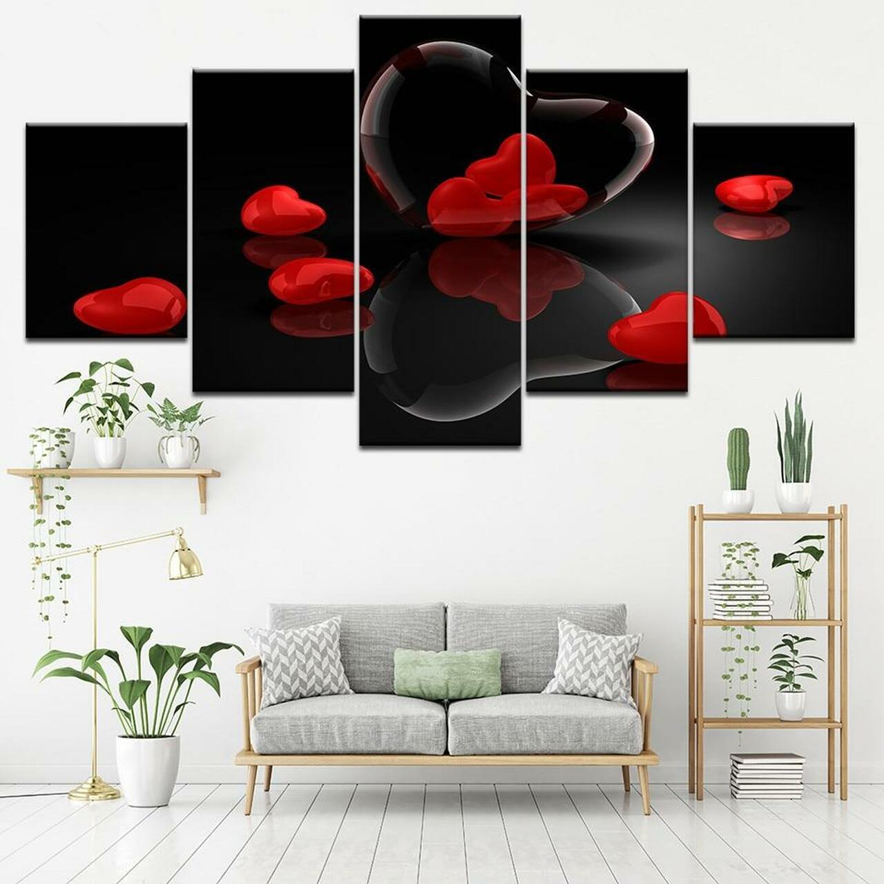 red hearts 5 pices peinture sur toile impression sur toile toile art pour la dcoration intrieurer7rzs