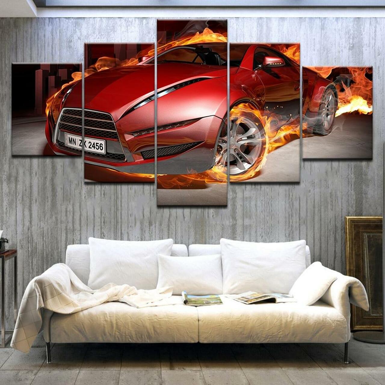 red sports car 5 pices peinture sur toile impression sur toile toile art pour la dcoration intrieuremztou