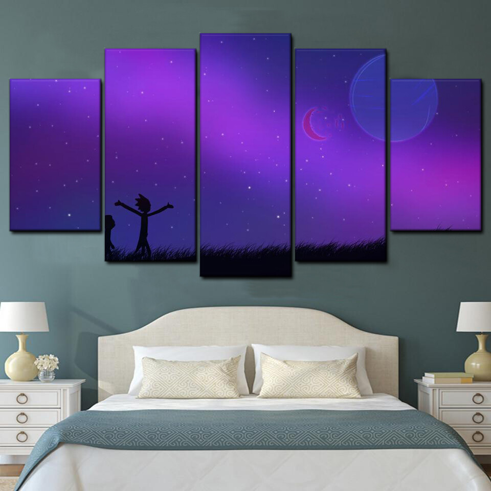 rick and morty landscape 5 pices peinture sur toile impression sur toile toile art pour la dcoration intrieurezqlsu