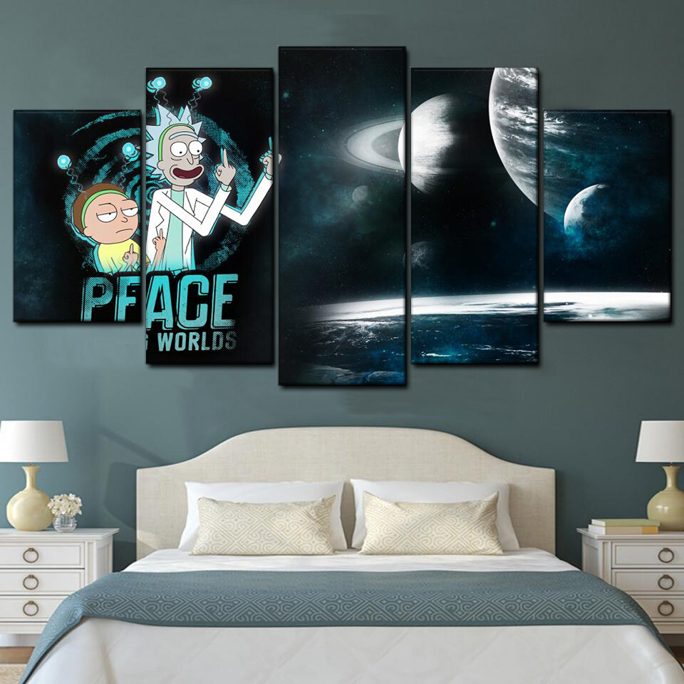 rick and morty peace among worlds 5 pices peinture sur toile impression sur toile toile art pour la dcoration intrieure0altr