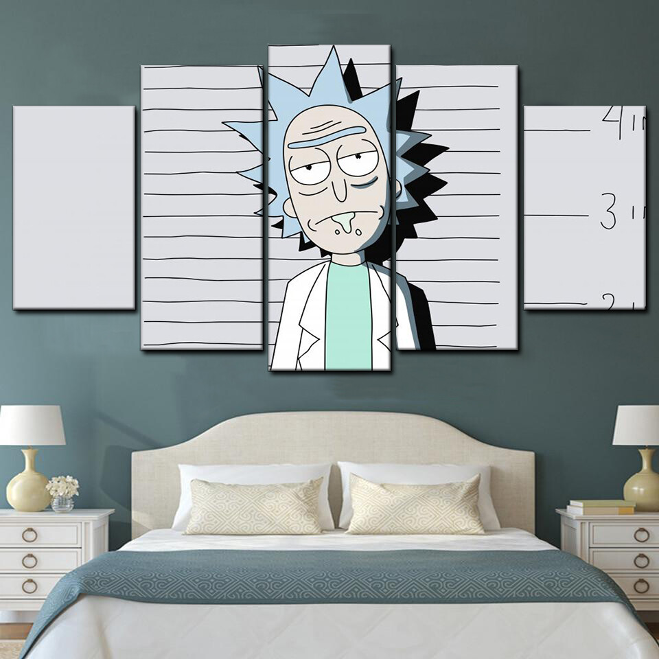 rick sanchez mug shot from rick and morty 5 pices peinture sur toile impression sur toile toile art pour la dcoration intrieure5acca