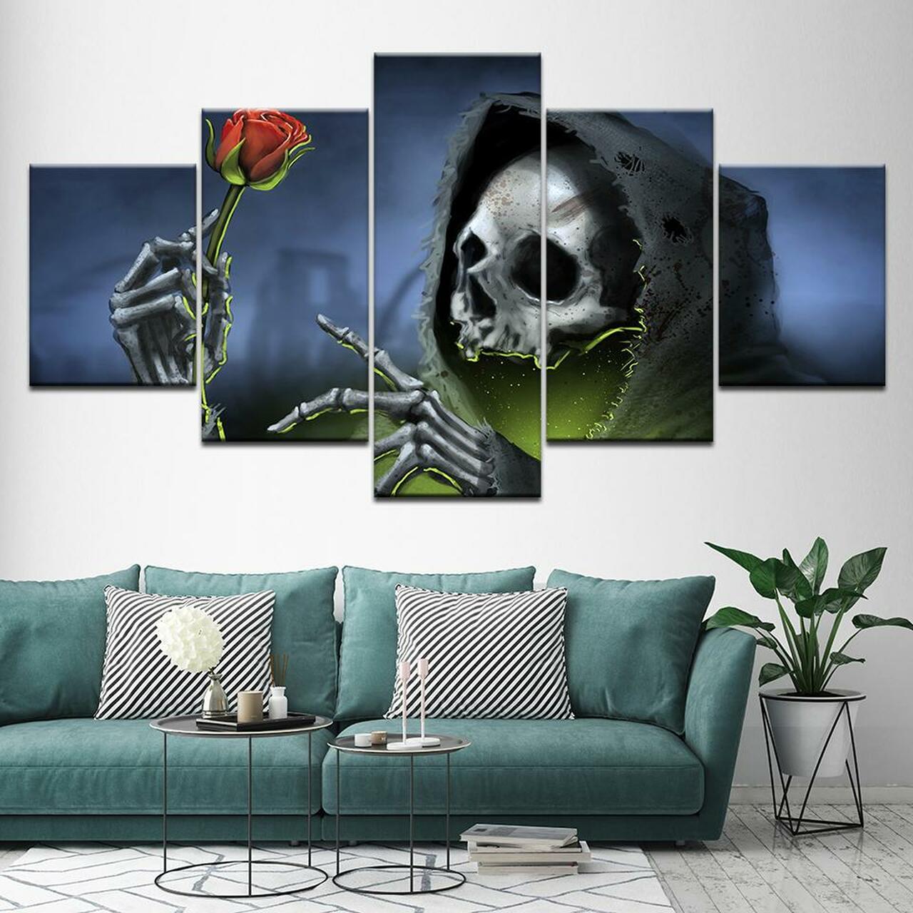romantic skull 5 pices peinture sur toile impression sur toile toile art pour la dcoration intrieuremealn