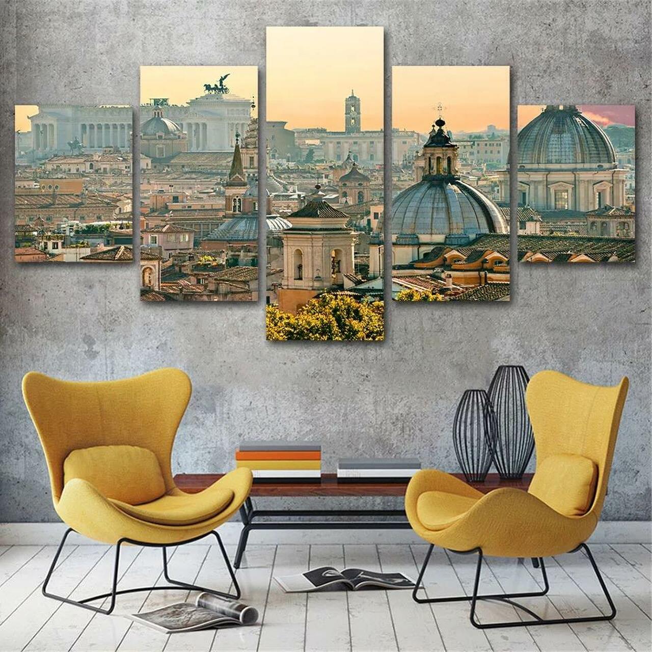 rome skyline 5 pices peinture sur toile impression sur toile toile art pour la dcoration intrieuretefwz