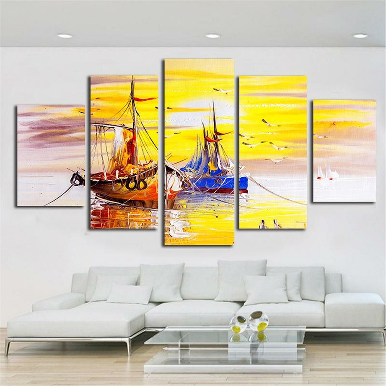 sailboat 5 pices peinture sur toile impression sur toile toile art pour la dcoration intrieurekhia5