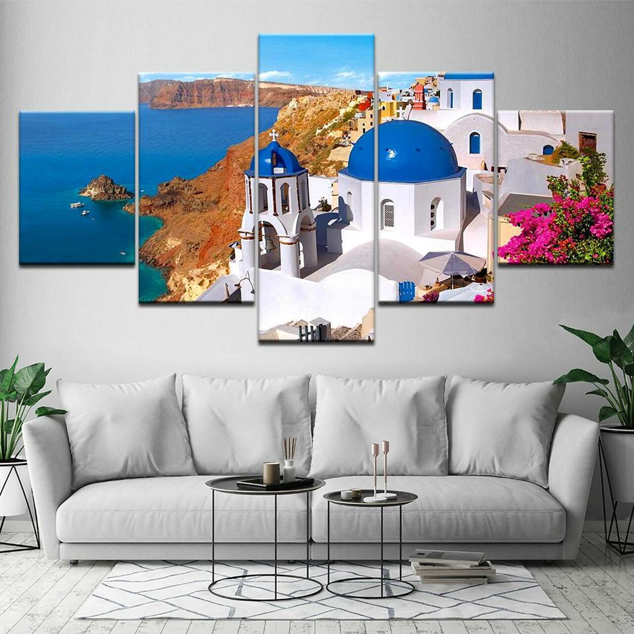 santorini island 5 pices peinture sur toile impression sur toile toile art pour la dcoration intrieureacarw