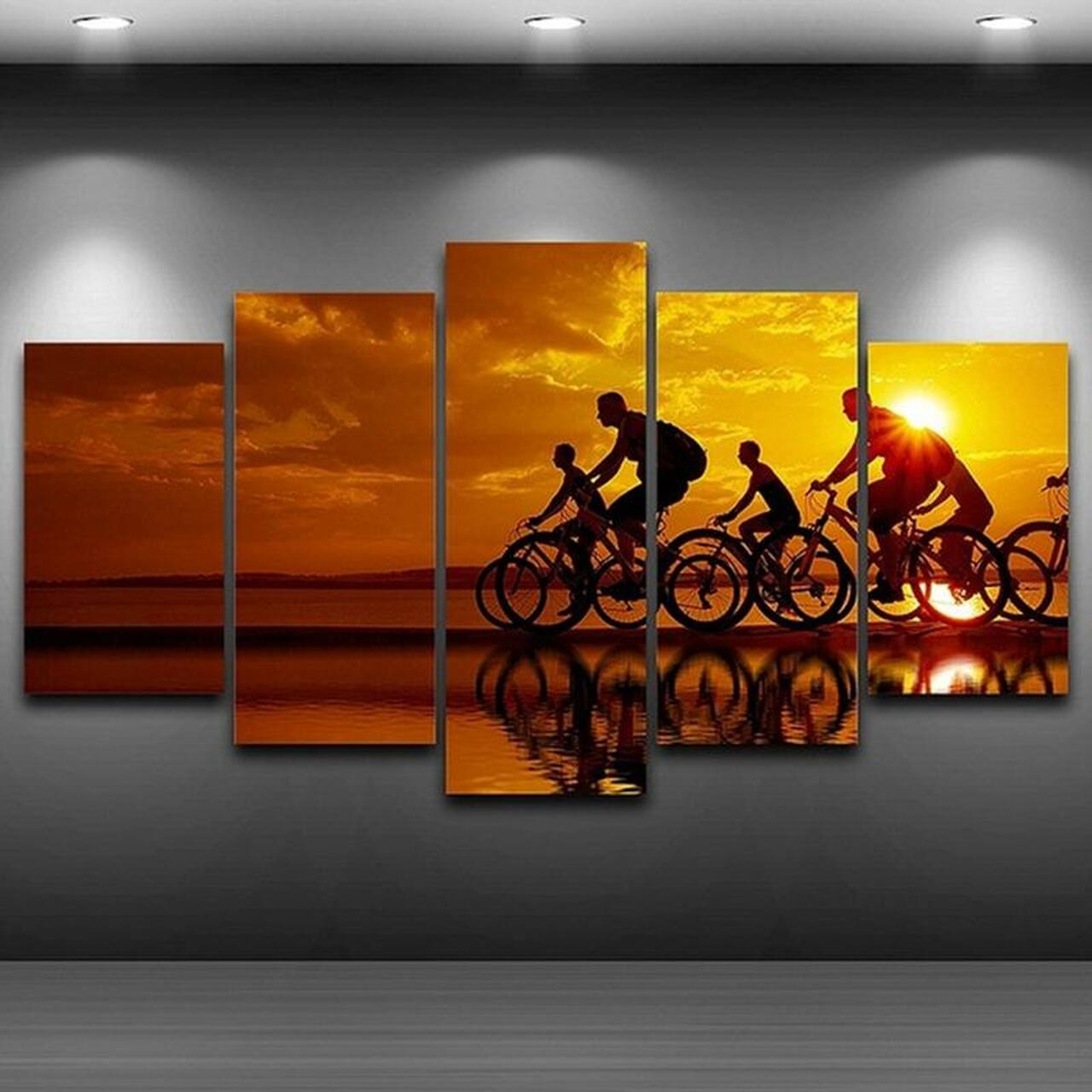 seaside cycling 5 pices peinture sur toile impression sur toile toile art pour la dcoration intrieureew21y