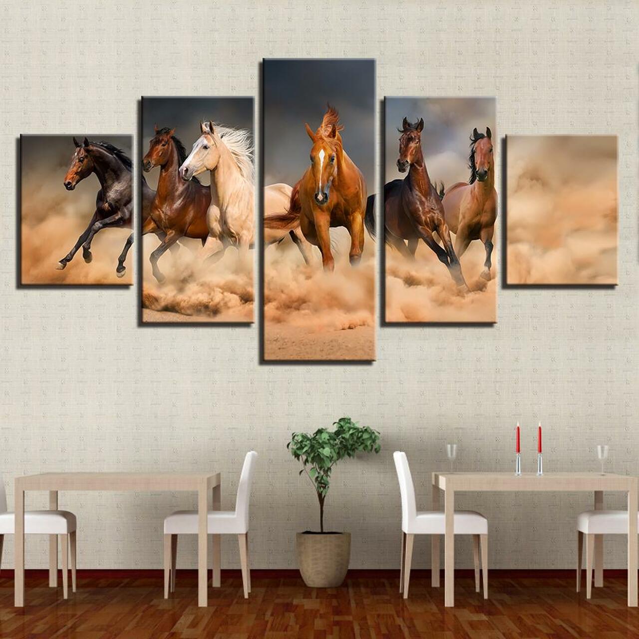 six horses 5 pices peinture sur toile impression sur toile toile art pour la dcoration intrieure2yofb