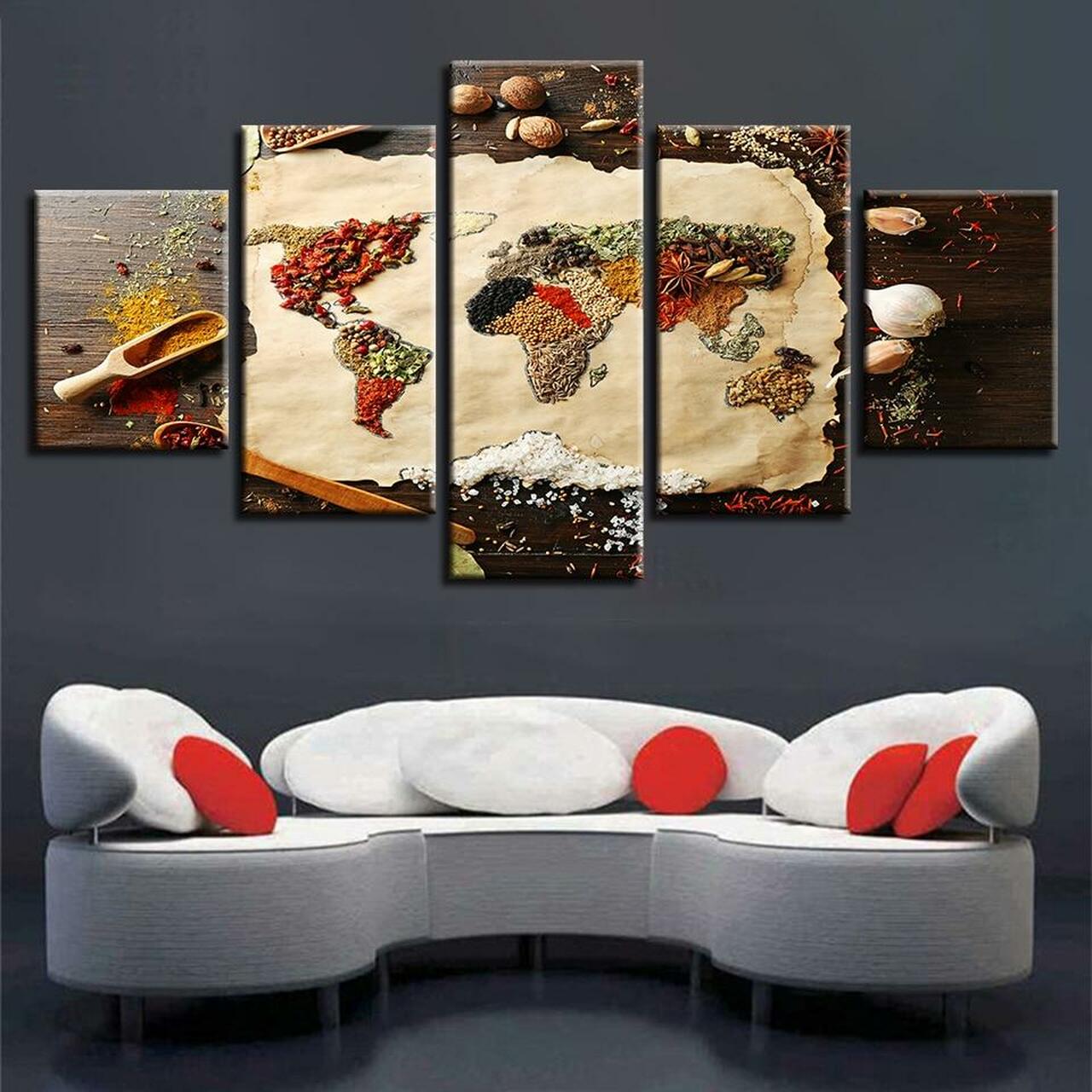 spices world map 5 pices peinture sur toile impression sur toile toile art pour la dcoration intrieure6zqjf