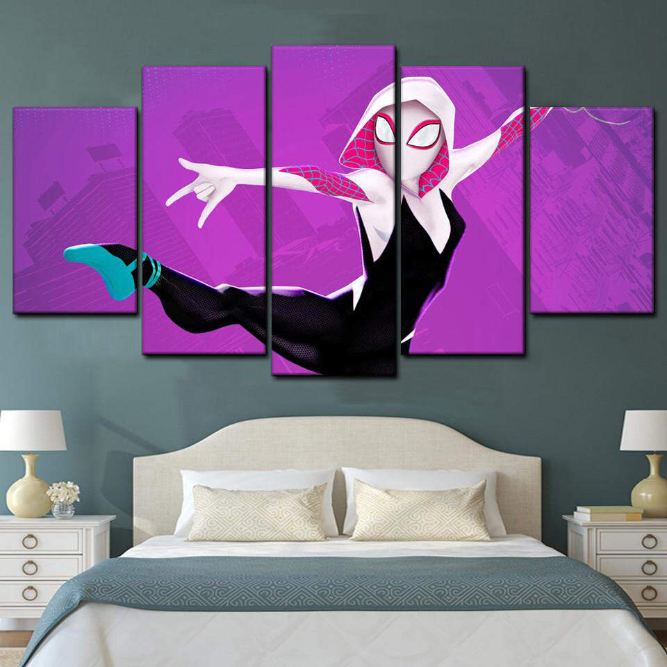 spider gwen stacy in spider man into the spider verse 5 pices peinture sur toile impression sur toile toile art pour la dcoration intrieurejsqu1
