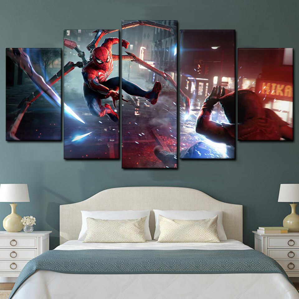 spider man in fight 5 pices peinture sur toile impression sur toile toile art pour la dcoration intrieureds5dv