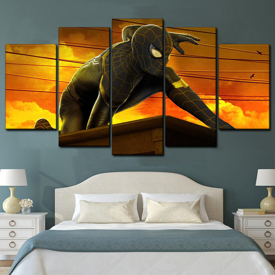 spider man no way home movie 5 pices peinture sur toile impression sur toile toile art pour la dcoration