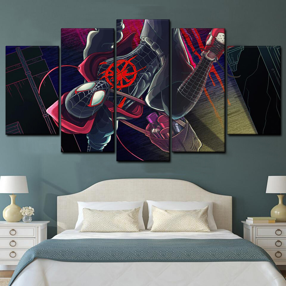 spider man upside down 5 pices peinture sur toile impression sur toile toile art pour la dcoration intrieure6vkyc