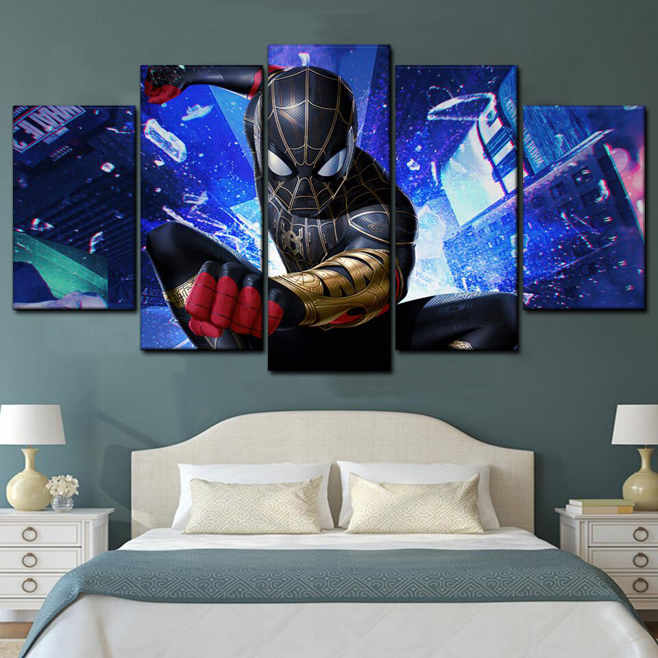 spider man with black suit digital art 5 pices peinture sur toile impression sur toile toile art pour la dcoration intrieure4d89j