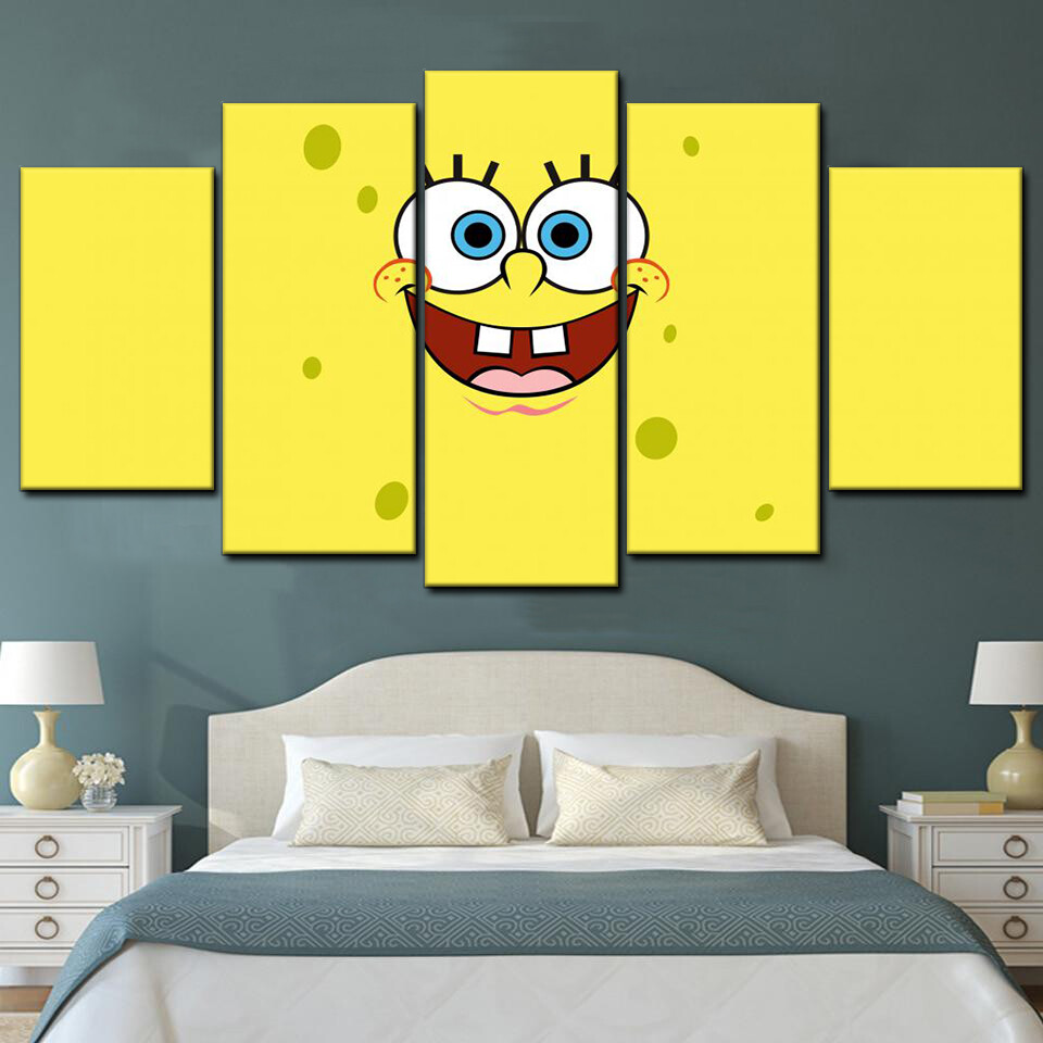 spongebob squarepants minimalist 5 pices peinture sur toile impression sur toile toile art pour la dcoration intrieuregmjdd