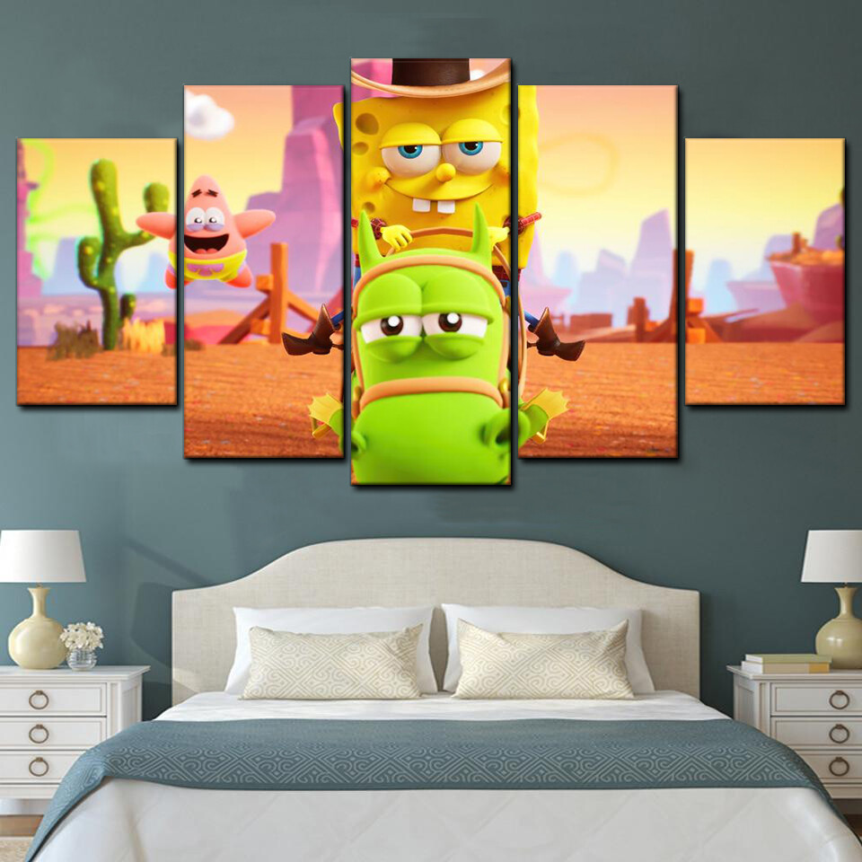 spongebob squarepants the cosmic shake characters 5 pices peinture sur toile impression sur toile toile art pour la dcoration intrieurea3icw