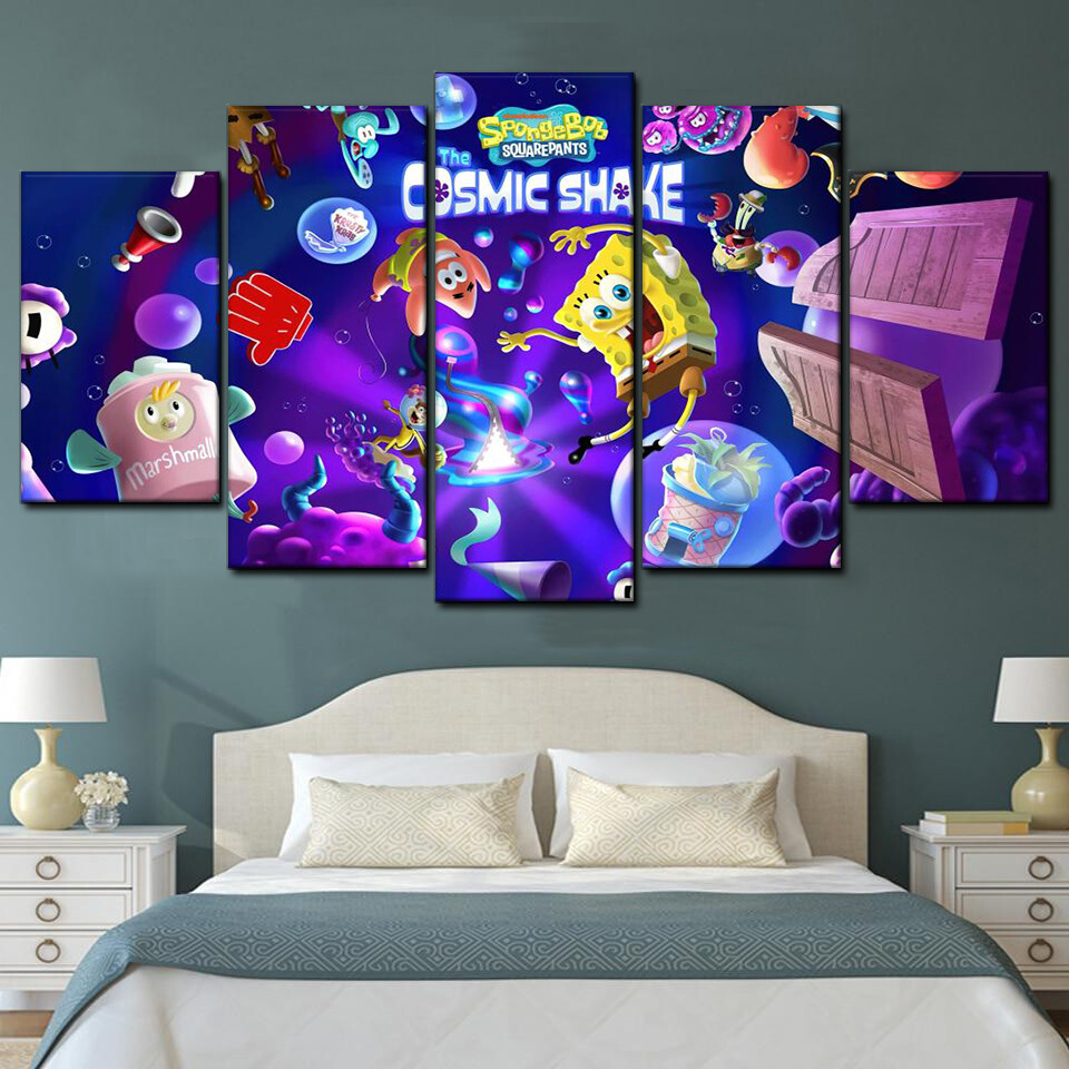 spongebob squarepants the cosmic shake movie 5 pices peinture sur toile impression sur toile toile art pour la dcoration intrieuregam3i