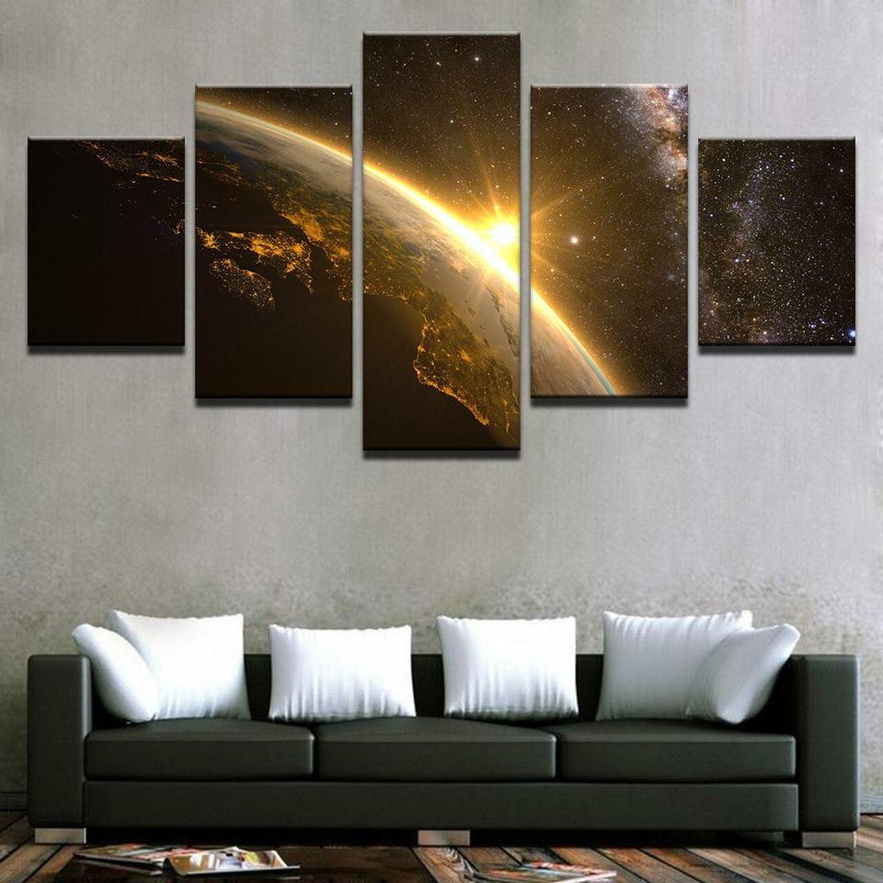 sun on earth 5 pices peinture sur toile impression sur toile toile art pour la dcoration intrieureosw4w