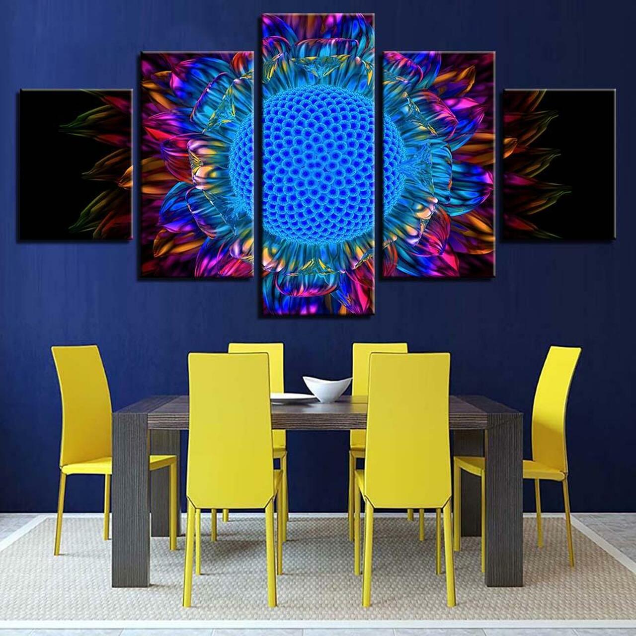 sunflower fractal 5 pices peinture sur toile impression sur toile toile art pour la dcoration intrieureqgfal