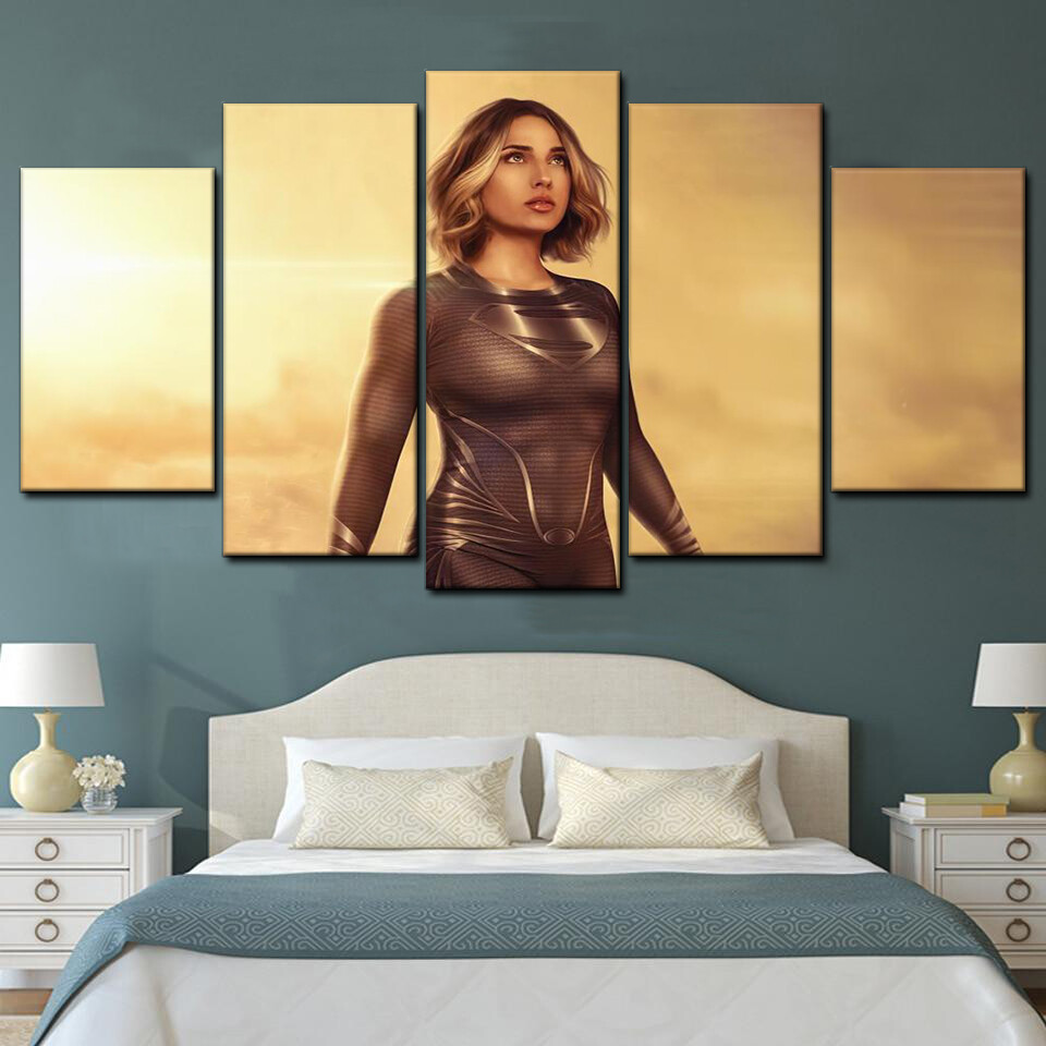 supergirl black suit cosplay 5 pices peinture sur toile impression sur toile toile art pour la dcoration intrieureegwhr