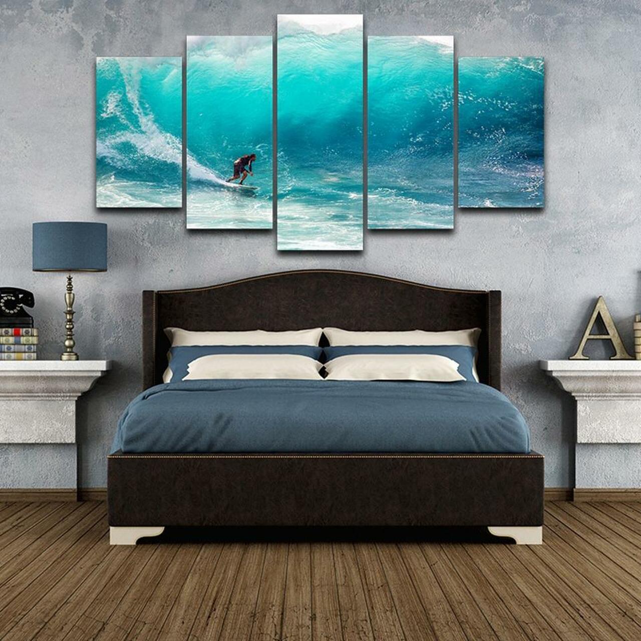 surfer waves 5 pices peinture sur toile impression sur toile toile art pour la dcoration intrieureolgnd