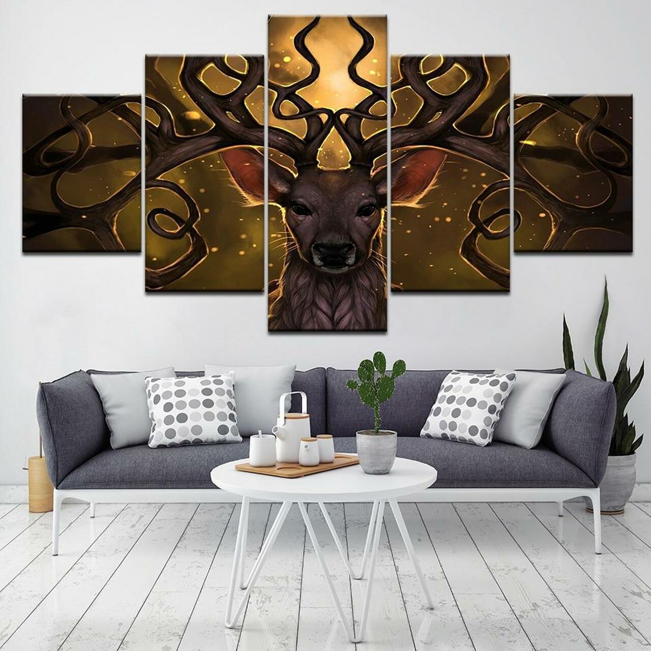 the magical stag 5 pices peinture sur toile impression sur toile toile art pour la dcoration intrieurelihfs