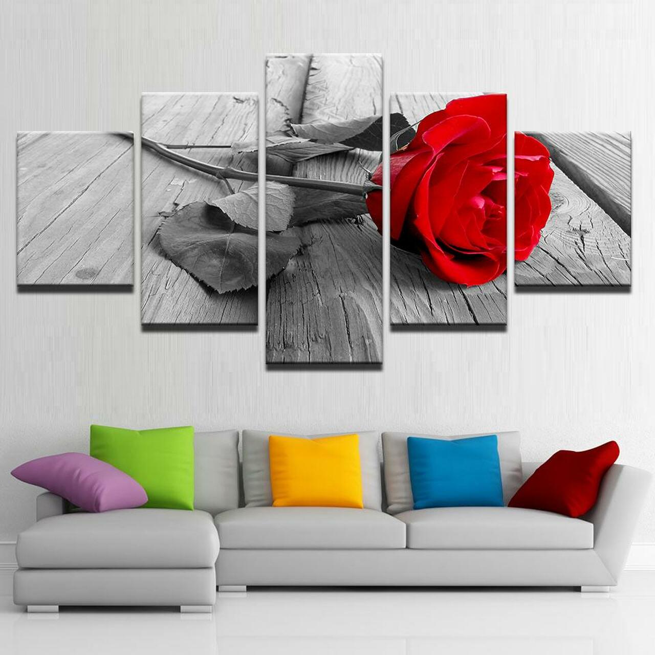 the red rose 5 pices peinture sur toile impression sur toile toile art pour la dcoration intrieurer8hb0