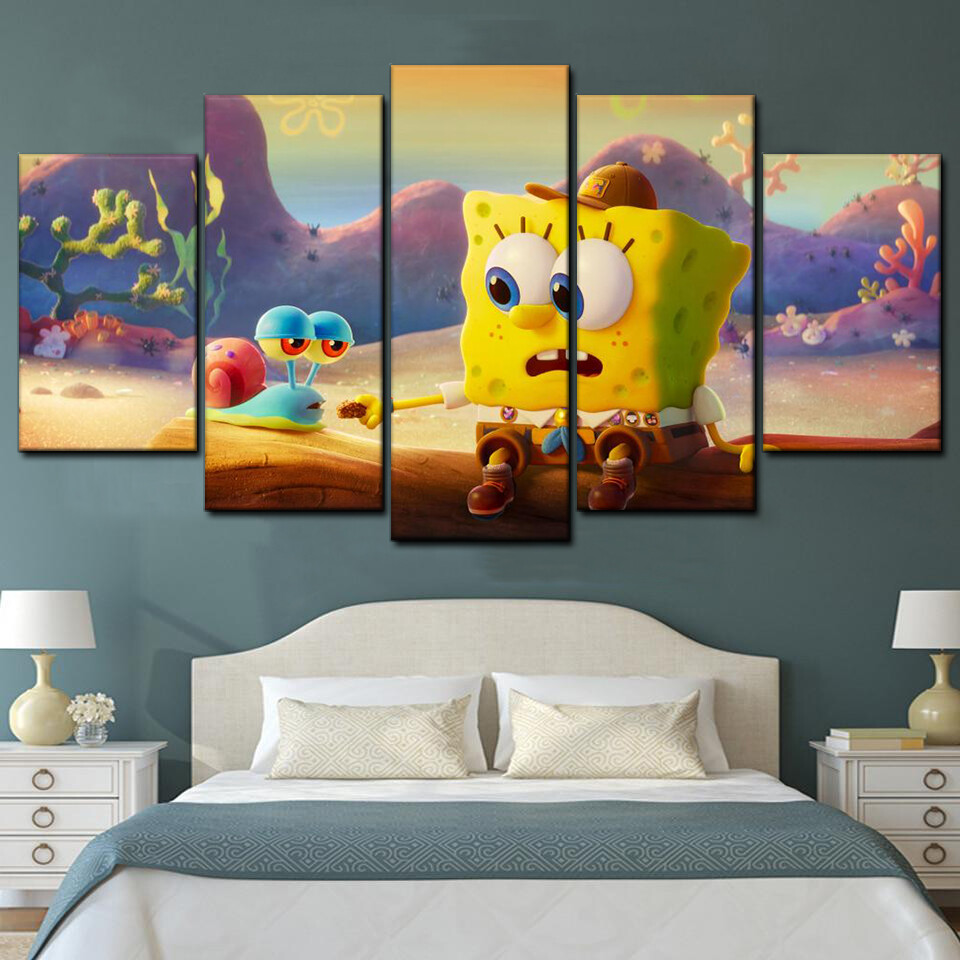 the spongebob movie sponge on the run 5 pices peinture sur toile impression sur toile toile art pour la dcoration intrieureibo4n