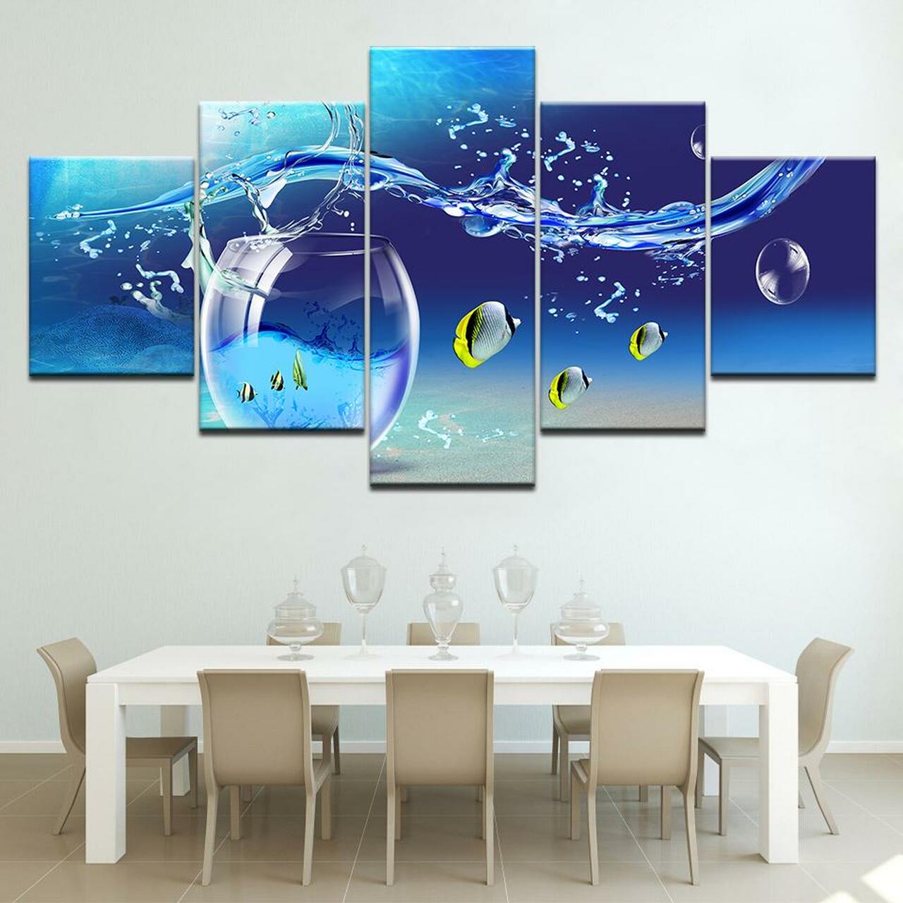 the swimming fishes 5 pices peinture sur toile impression sur toile toile art pour la dcoration intrieurewowgc