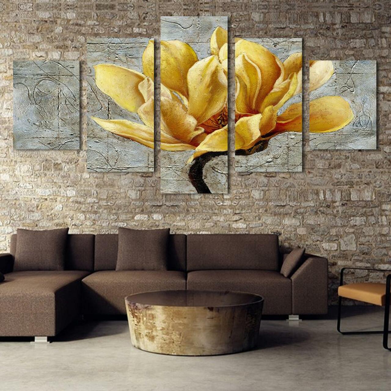 the yellow magnolia flower 5 pices peinture sur toile impression sur toile toile art pour la dcoration intrieurensw7t