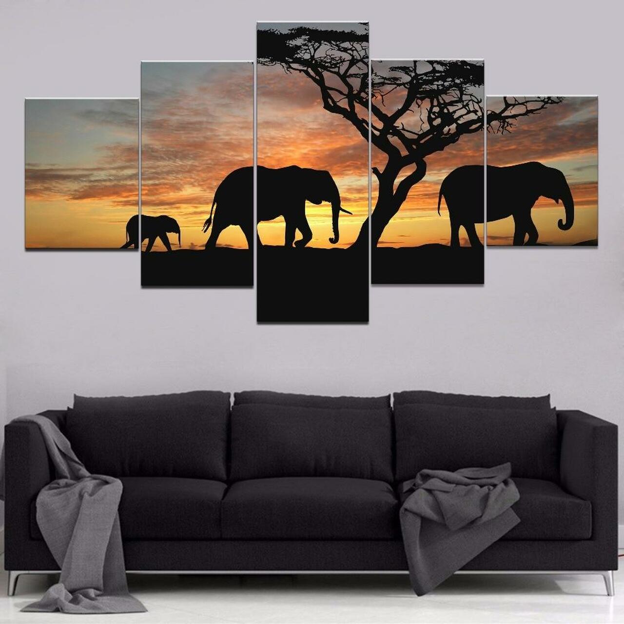 three elephants 5 pices peinture sur toile impression sur toile toile art pour la dcoration intrieureimkns