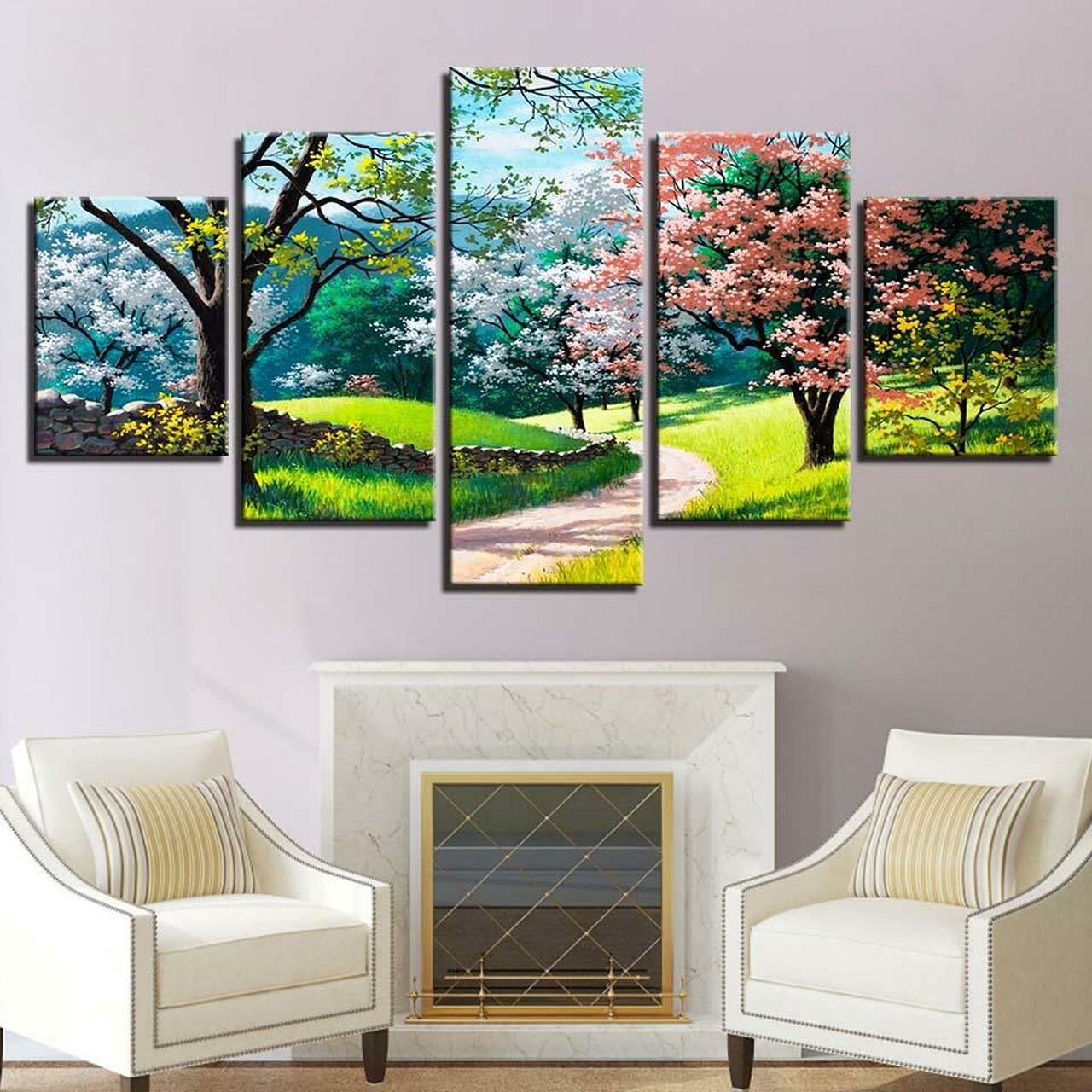 trees in spring 5 pices peinture sur toile impression sur toile toile art pour la dcoration intrieurecrzkz