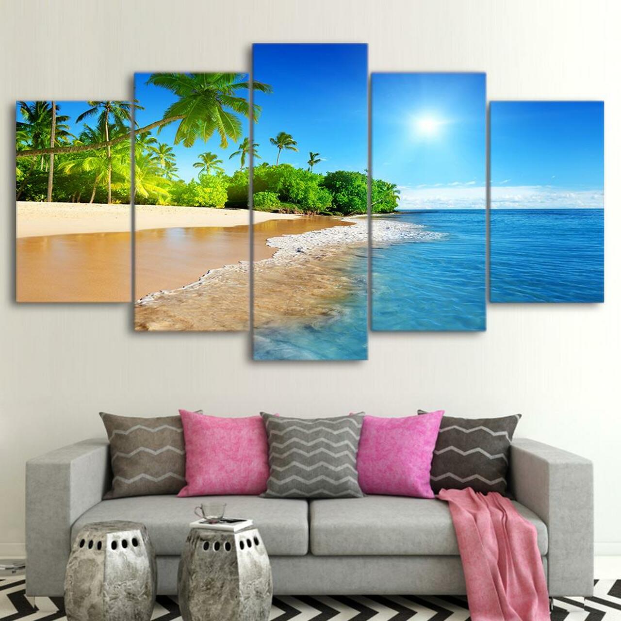 tropical sunshine 5 pices peinture sur toile impression sur toile toile art pour la dcoration intrieuredr19j