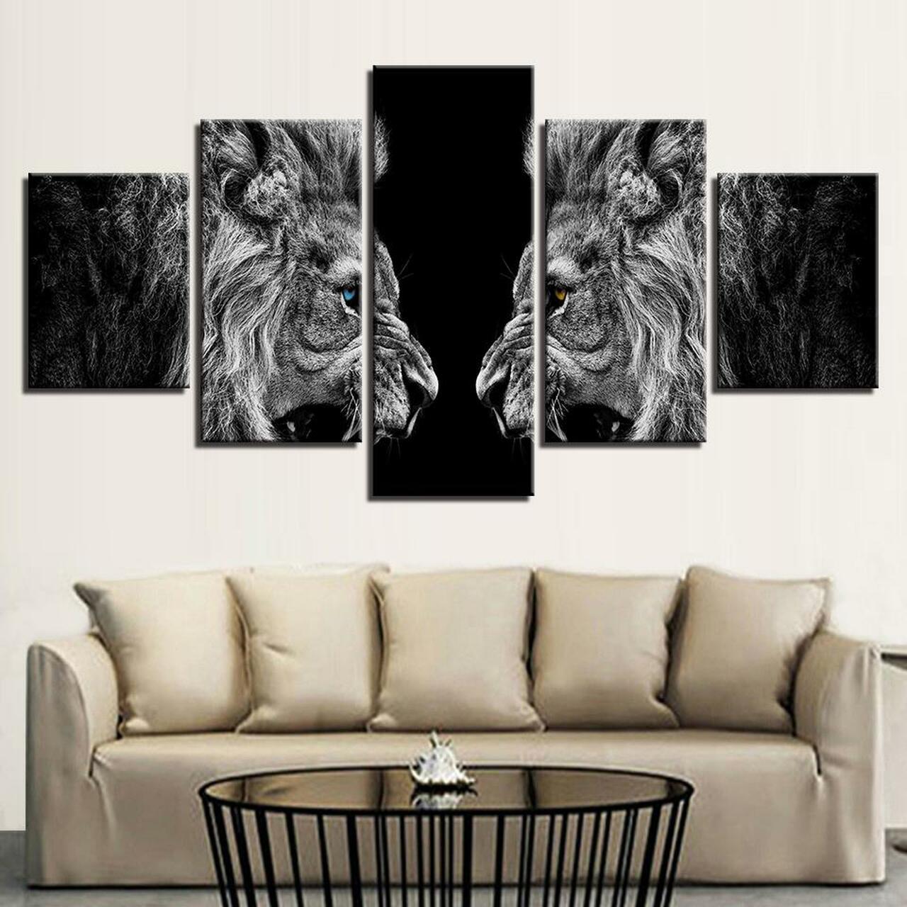 two roaring lions 5 pices peinture sur toile impression sur toile toile art pour la dcoration intrieurevotyd