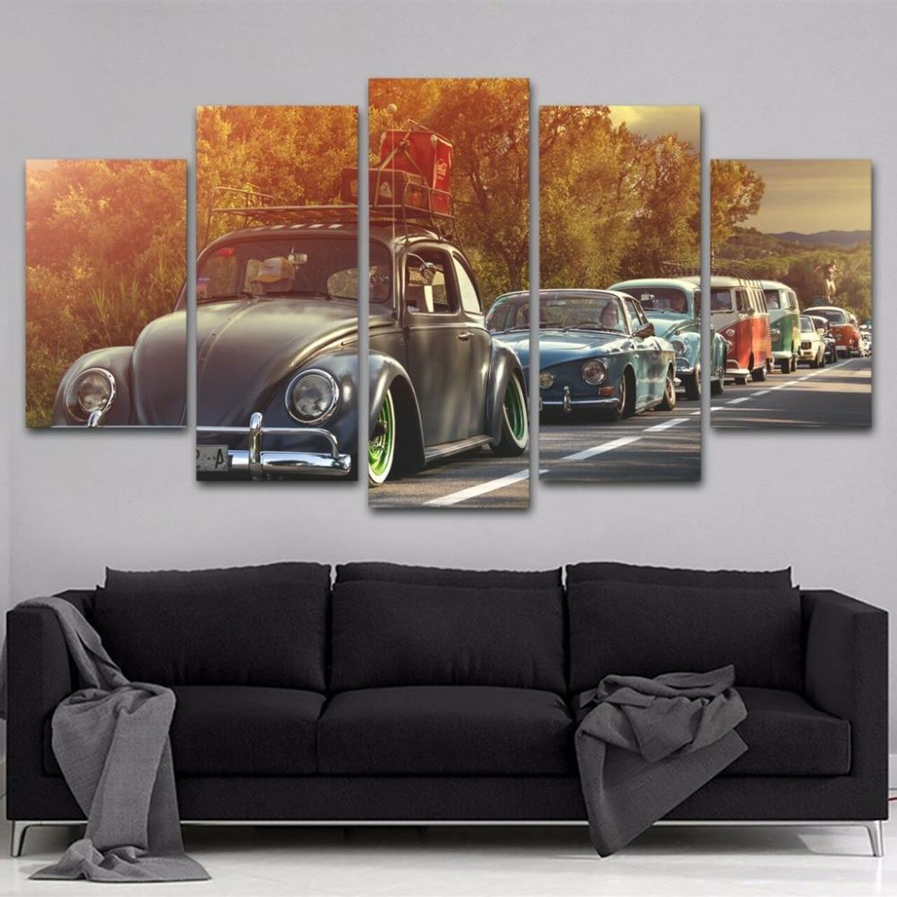 volkswagen classic cars 5 pices peinture sur toile impression sur toile toile art pour la dcoration intrieureckgw8