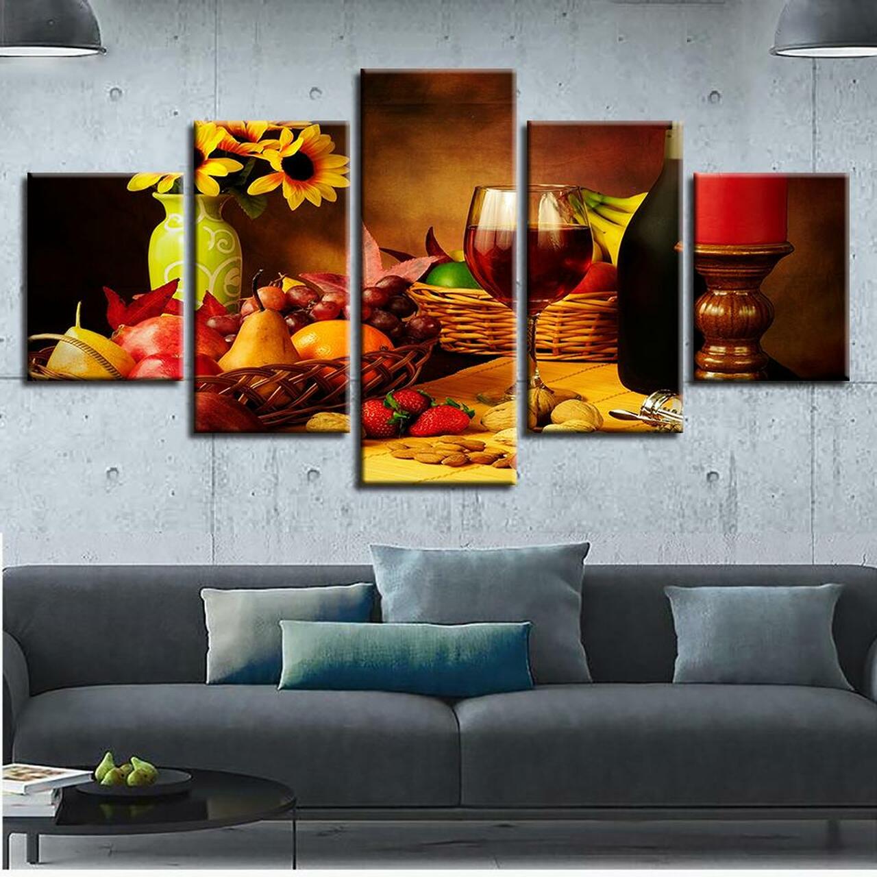 walnuts and fruits 5 pices peinture sur toile impression sur toile toile art pour la dcoration intrieurekj4j3